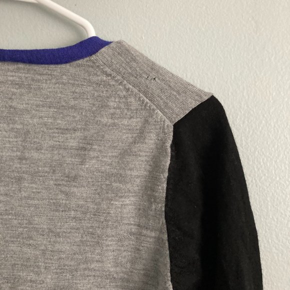 Clements Ribeiro POP Colorblock Cardigan Merino Wool Black Grey Blue Size M - Picture 6 of 8